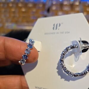 Sparkling Blue Crystal Hoop Earrings